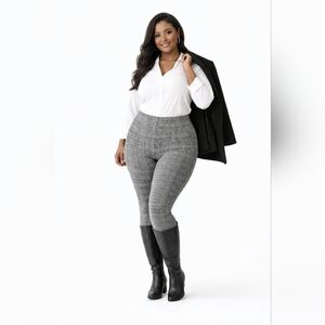 MAZE Collection Plaid Slimming Leggings 3X NWT High Rise Office Chic